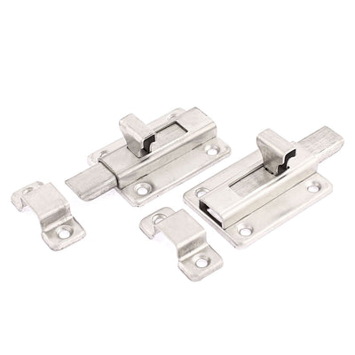 Harfington Uxcell 2pcs 2" Silver Tone Door Lock Latch Slide Barrel Bolt Clasp Locker