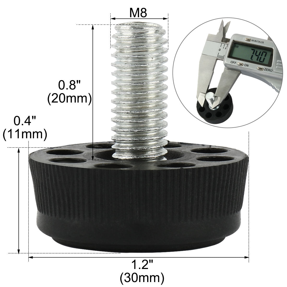 uxcell Uxcell Furniture Screw On Type Glide Leveling Foot M8x20mm Thread 30PCS