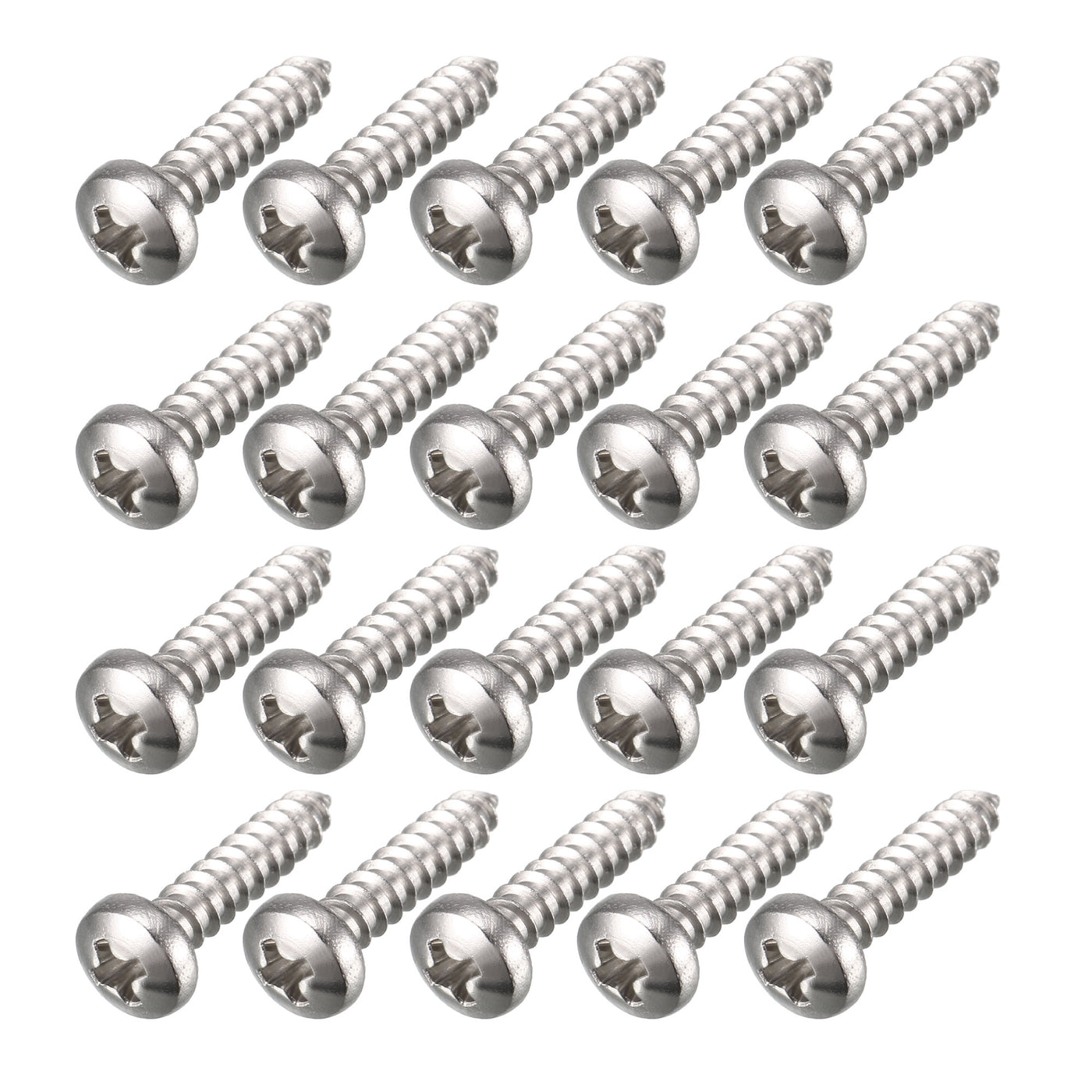 uxcell Uxcell 2.9mm x 13mm Cross Head Pan Head Self Tapping Screw Fasteners Silver Tone 100 Pcs