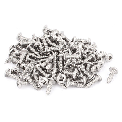 Harfington Uxcell 3.5mm x 13mm Phillips Cross Drive Pan Head Self Tapping Screw Fasteners Silver Tone 100 Pcs