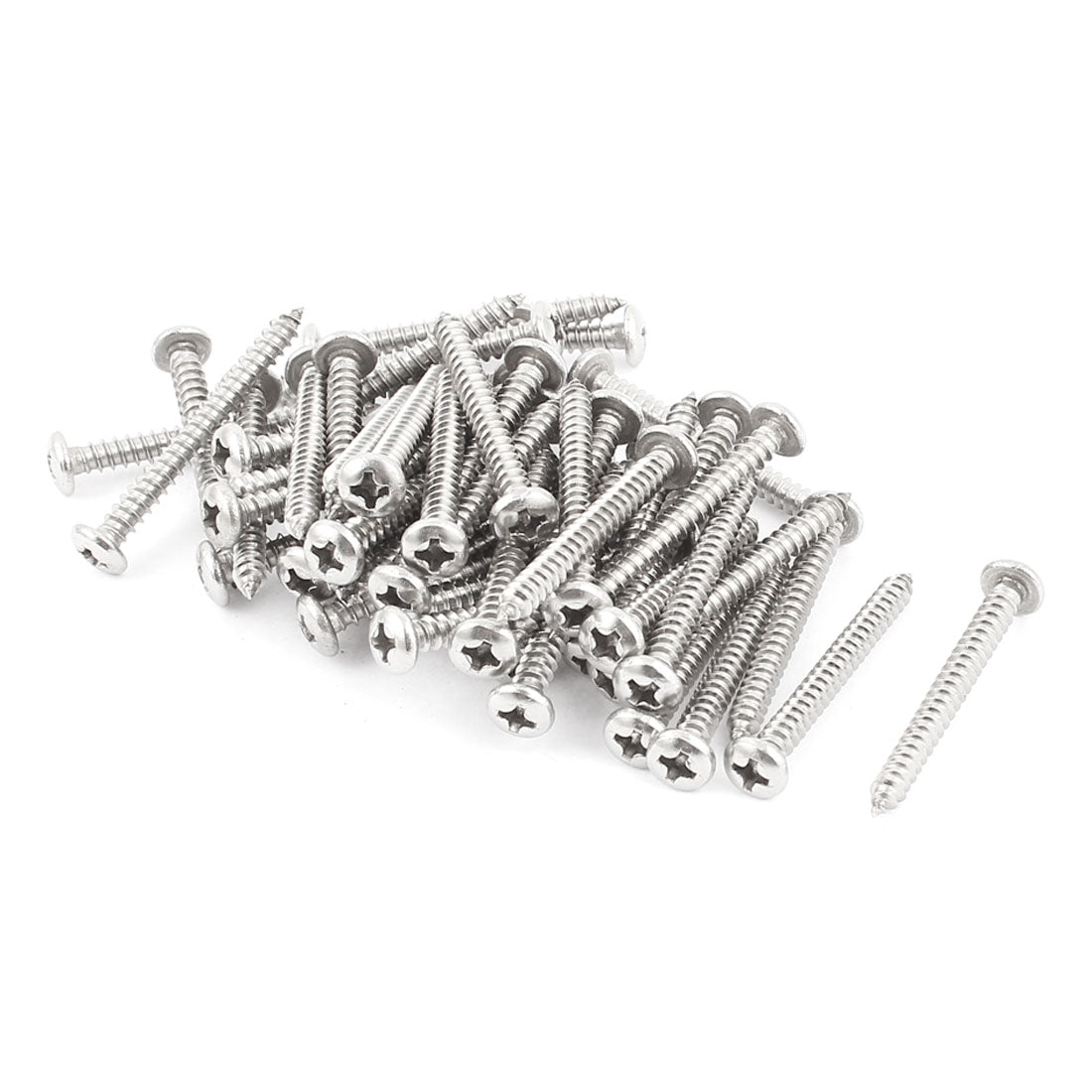 uxcell Uxcell 3.5mm x 35mm Phillips Cross Drive Pan Head Self Tapping Screw Fasteners Silver Tone 50 Pcs