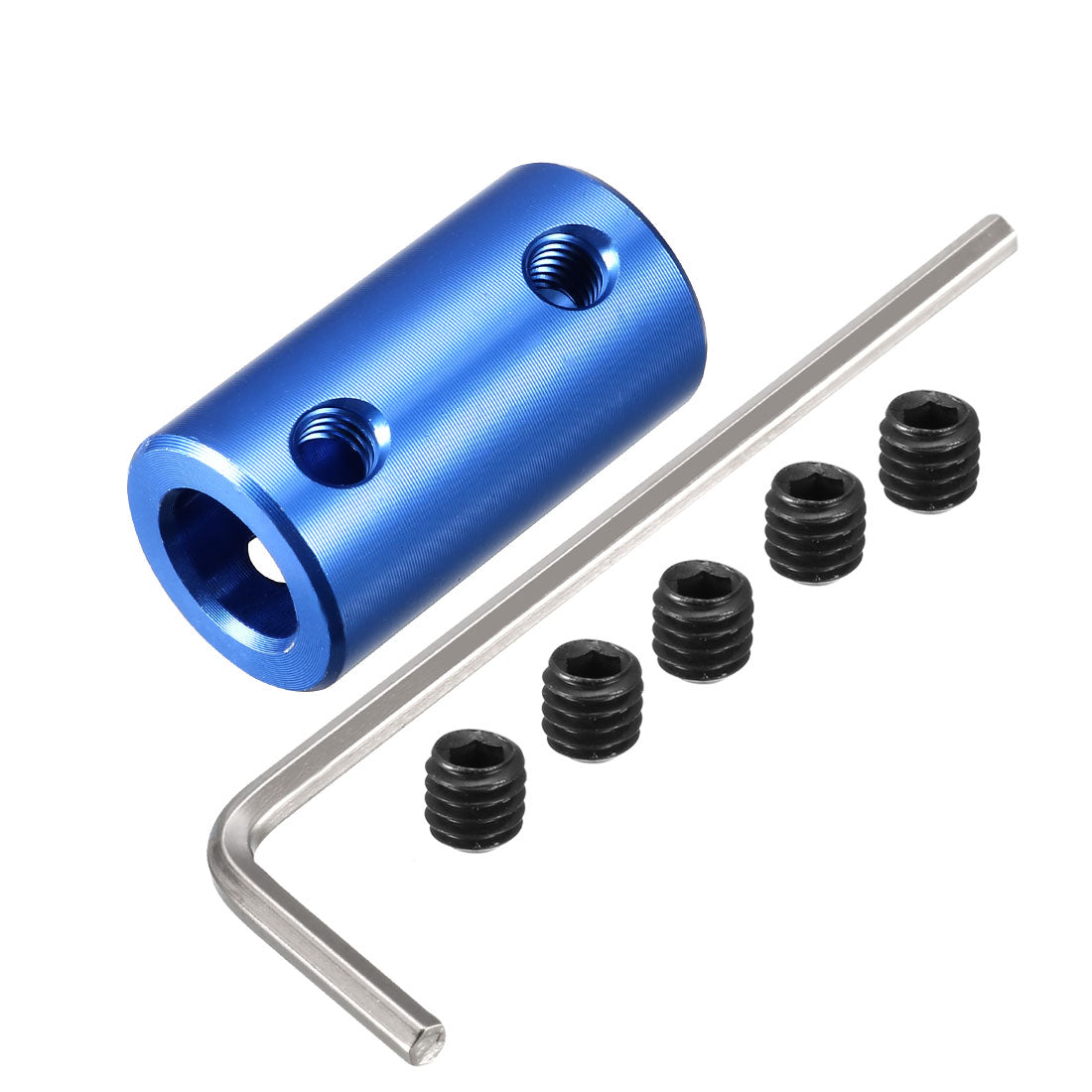 uxcell Uxcell 4mm bis 8mm Bohrung Starre Kupplungsschraube L25XD14 Aluminiumlegierung Wellenkupplungsverbinder Motorzubehör Blauer Schraubenschlüssel