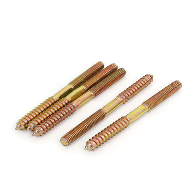 Harfington Uxcell M8 x 100mm Double End Threaded Machine Self Tapping Wood Screw Bolt Stud 5Pcs