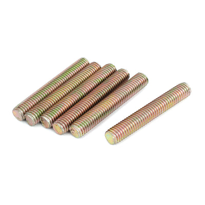 Harfington Uxcell 1.25mm Pitch M8 x 50mm Male Threaded All Thread Rod Bar Stud Bronze Tone 6Pcs