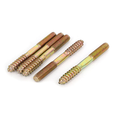 Harfington Uxcell M8 x 74mm Double End Threaded Machine Self Tapping Wood Screw Bolt Stud 5Pcs