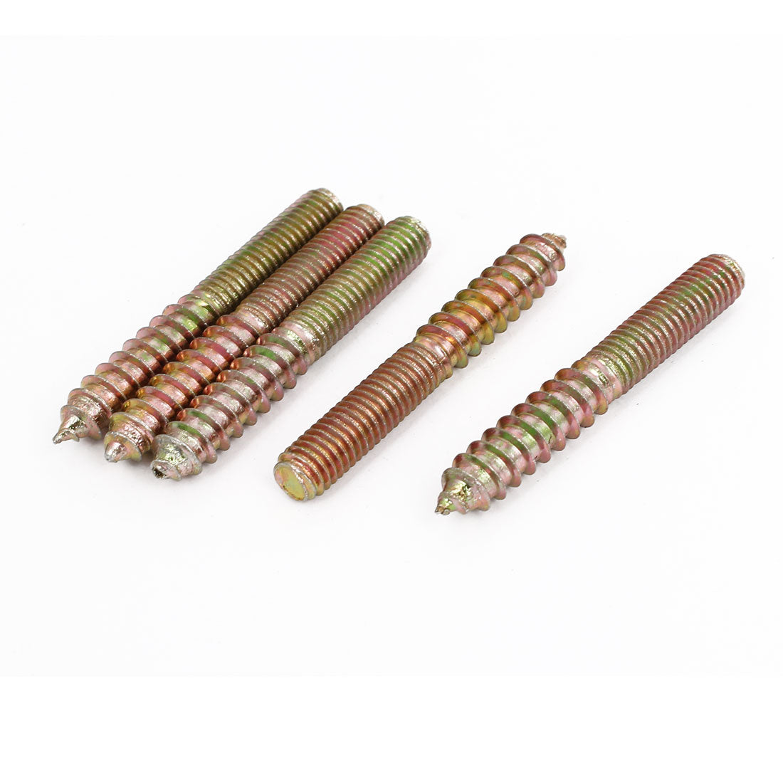 uxcell Uxcell M8 x 59mm Double Ended Threaded Self Tapping Wood Screw Rod Bar Bolt Stud 5Pcs