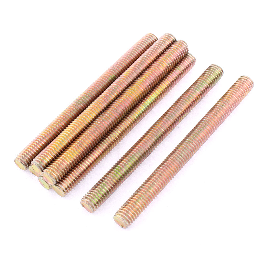 uxcell Uxcell 8 Pcs 1.25mm Pitch M8 x 90mm Male Full Thread Dual Head Threaded Rod Bar Screw Bolt Fastener Bronze Tone