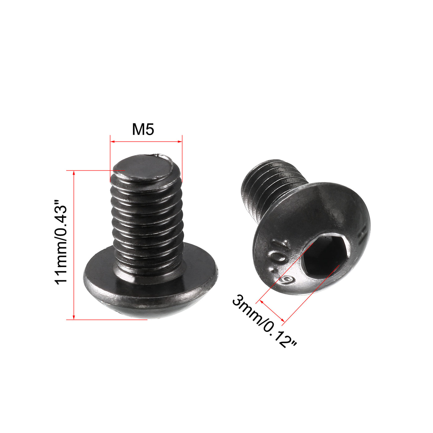 uxcell Uxcell M5x8mm 10.9 Alloy Steel Button Head Hex Socket Cap Screw Bolt Black 100pcs