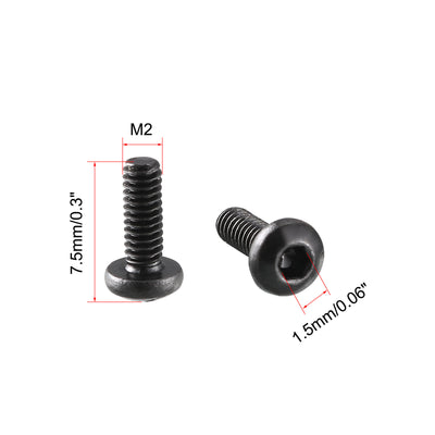 Harfington Uxcell M2x6mm Thread 10.9 Alloy Steel Button Head Hex Socket Cap Screw Bolt 100pcs