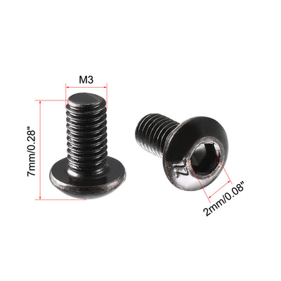 Harfington Uxcell M3x6mm Thread 10.9 Alloy Steel Button Head Hex Socket Cap Screw Bolt 100pcs