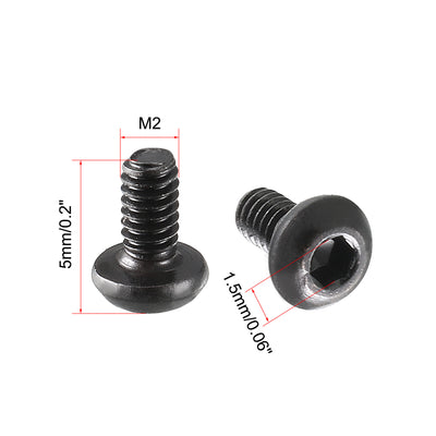 Harfington Uxcell M2x4mm Thread 10.9 Alloy Steel Button Head Hex Socket Cap Screw Bolt 100pcs