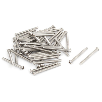 Harfington Uxcell M4x40mm Stainless Steel Phillips Round Pan Head Machine Screws 50pcs