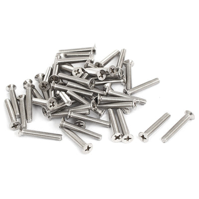 Harfington Uxcell M4x25mm Stainless Steel Countersunk Flat Head Cross Phillips Screw Bolts 50pcs