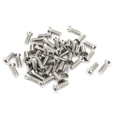 Harfington Uxcell M5x16mm Stainless Steel Countersunk Flat Head Cross Phillips Screw Bolts 50pcs