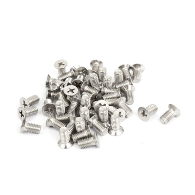 Harfington Uxcell M6x12mm Stainless Steel Countersunk Flat Head Cross Phillips Screw Bolts 50pcs