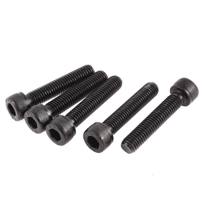 Harfington Uxcell 5pcs M8 x 40mm Metric Thread Black Hex Socket Cap Screw Bolt Hardware