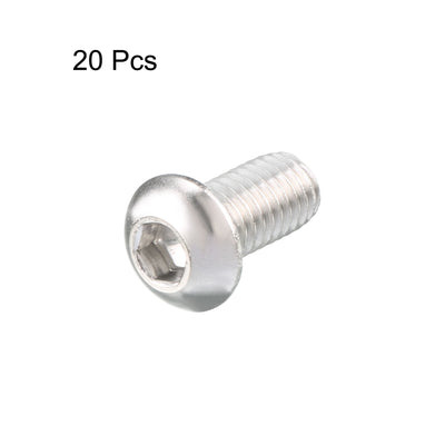 Harfington Uxcell 20 Pcs M6 x 12mm Thread Stainless Steel Hex Socket Button Head Screws Bolts 15mm Long