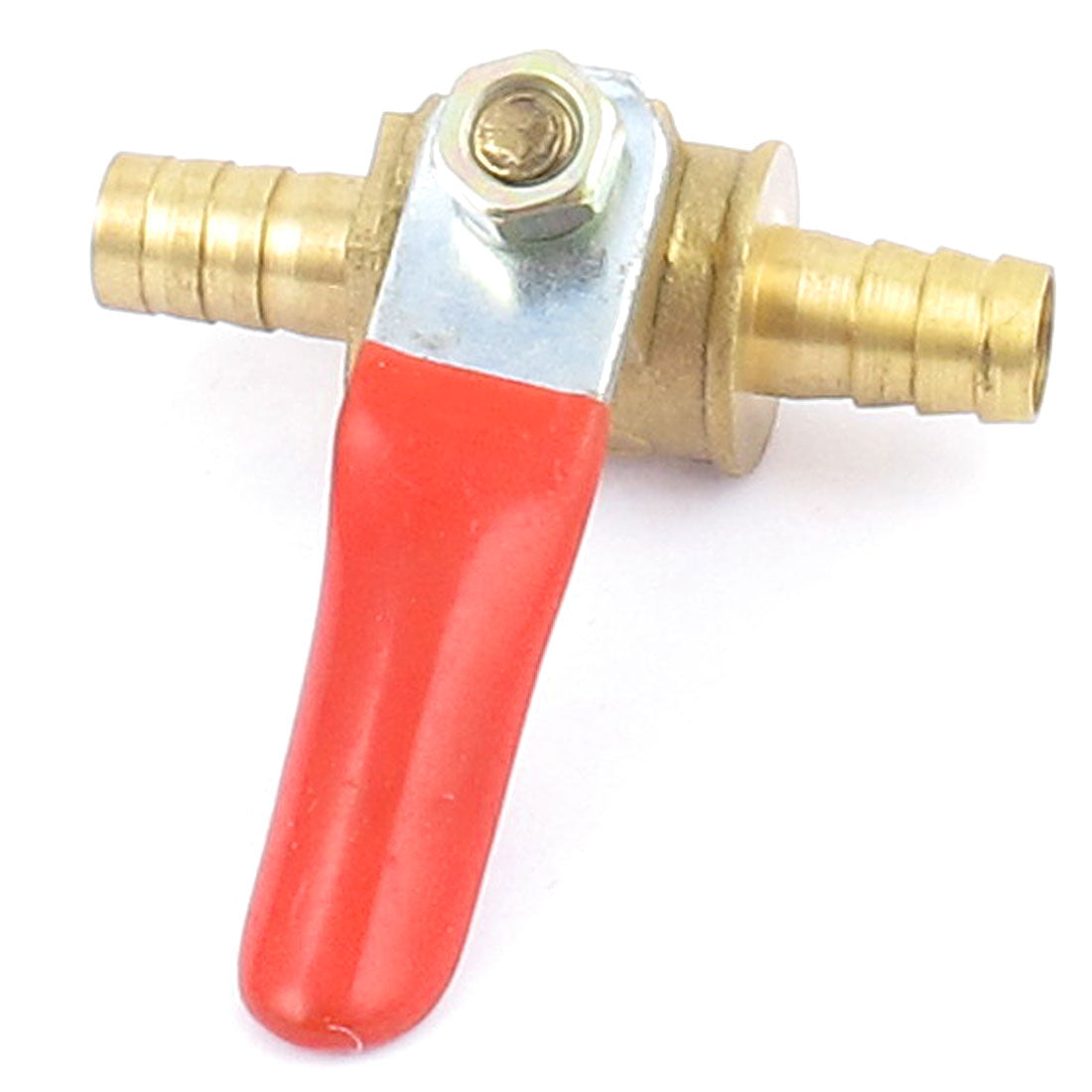 uxcell Uxcell 3pcs 8mm Hose Barb Tube Red Plastic Coated Lever Handle Brass Water Fuel Line Shutoff Ball Valve