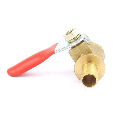 Harfington Uxcell 3pcs 8mm Hose Barb Tube Red Plastic Coated Lever Handle Brass Water Fuel Line Shutoff Ball Valve