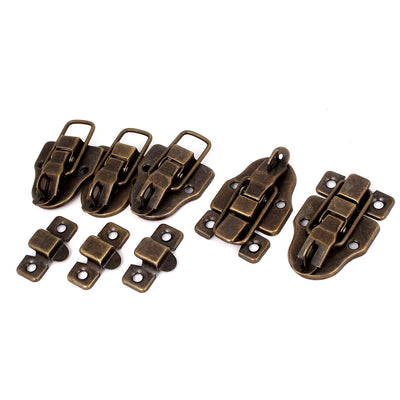 Harfington Uxcell Retro Style Metal Wardrobe Box Case Safe Lock Toggle Latch Hasp Bronze Tone 5pcs