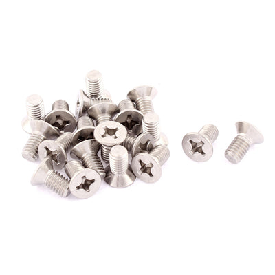 Harfington Uxcell M6 x 12mm Phillips Flat Head Countersunk Bolts Machine Screws 20pcs