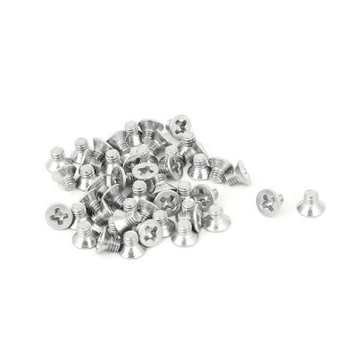 Harfington Uxcell M3x4mm Stainless Steel Phillips Flat Countersunk Head Screws 50pcs