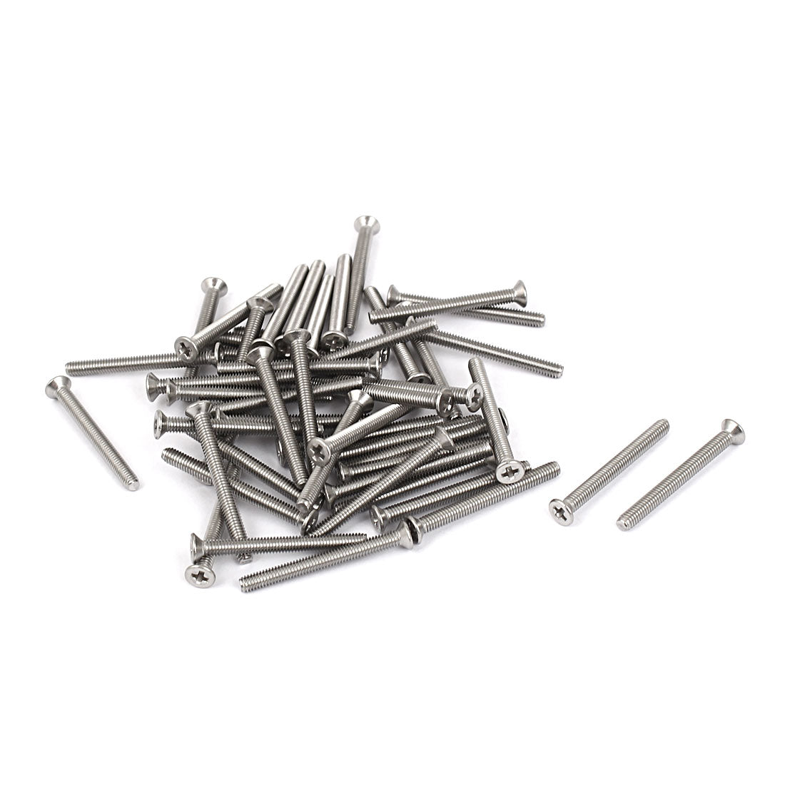 uxcell Uxcell M2.5x25mm Phillips Flat Countersunk Head Machine Screws Silver Tone 50pcs