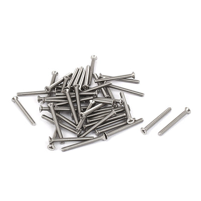 Harfington Uxcell M2.5x25mm Phillips Flat Countersunk Head Machine Screws Silver Tone 50pcs