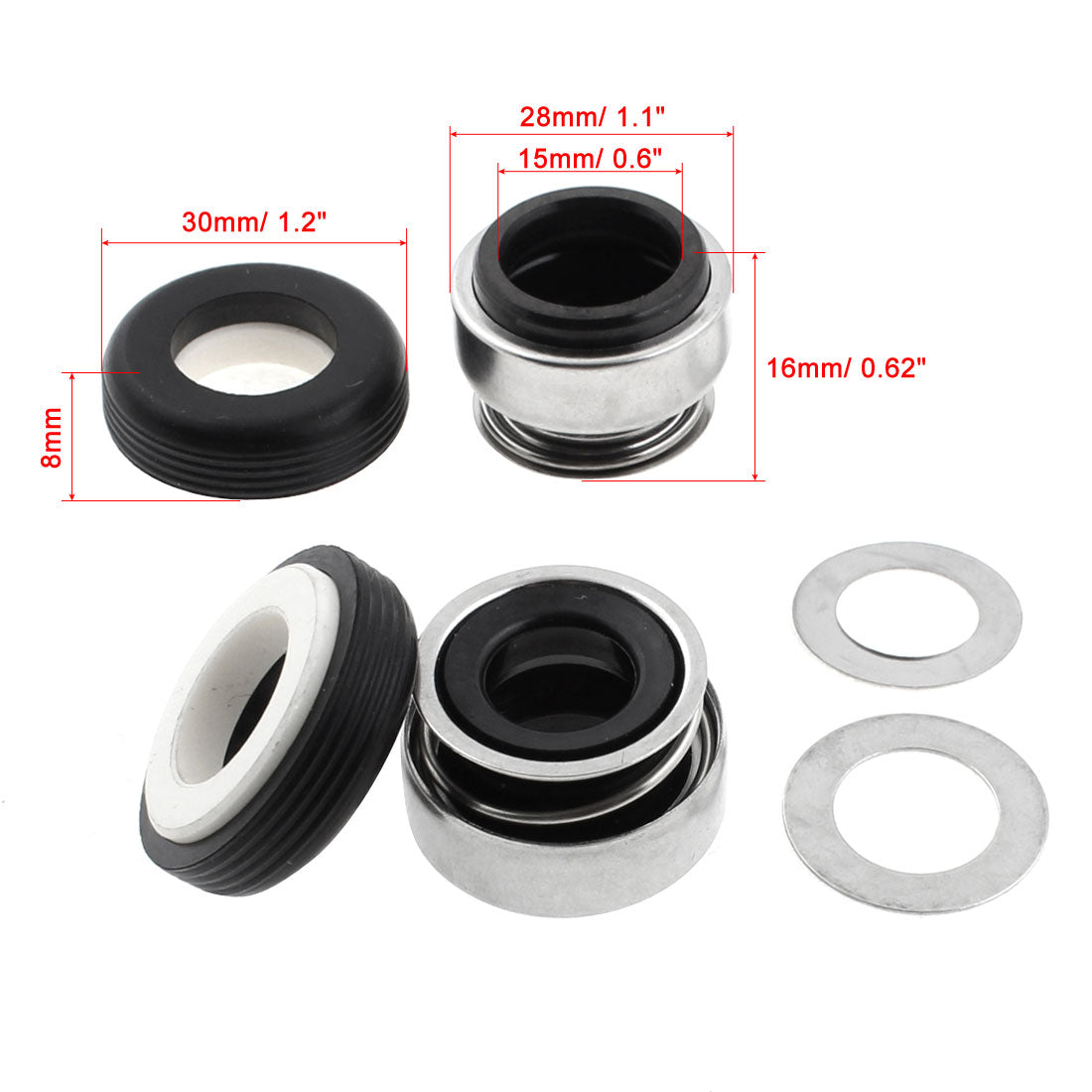 uxcell Uxcell Metal Spring Mechanical Rubber Bellows Water Pump Seal 15mm Dia 2pcs