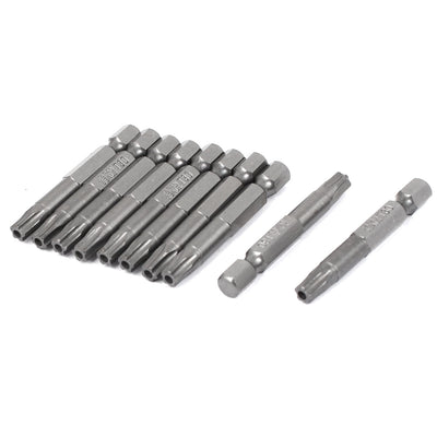 Harfington Uxcell 1/4" Hex Shank T30 Security 5 Point Star Screwdriver Bits 50mm Length 10pcs