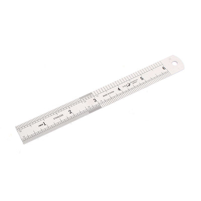 Harfington Uxcell 15cm 6 Inches Scale Range Metal Dual Sides Measure Measuring Straight Ruler Tool