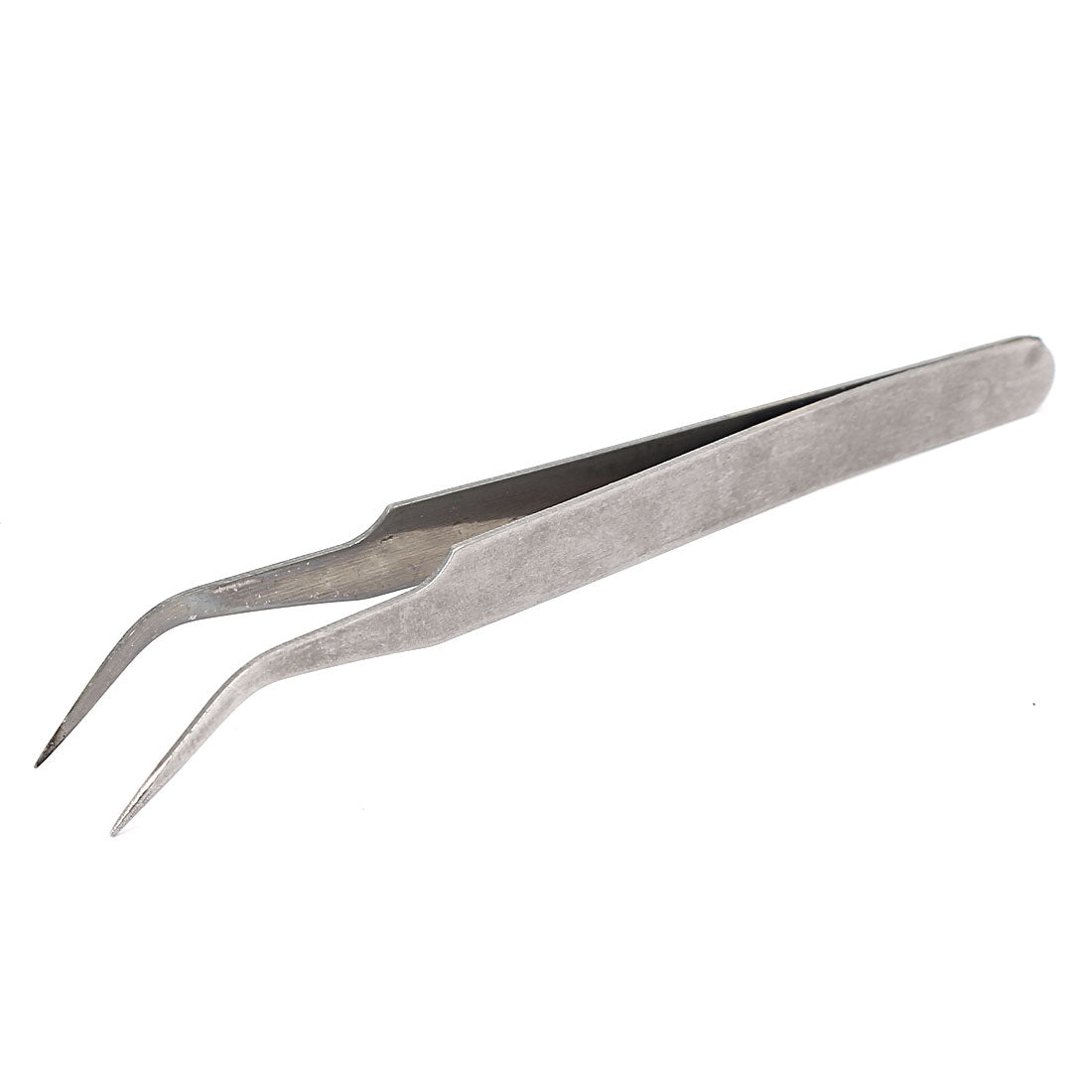 uxcell Uxcell 45 Degree Angled Pointed Tip Bent Curved Tweezers Pliers Tool Silver Tone