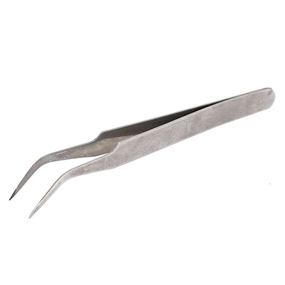 Harfington Uxcell 45 Degree Angled Pointed Tip Bent Curved Tweezers Pliers Tool Silver Tone