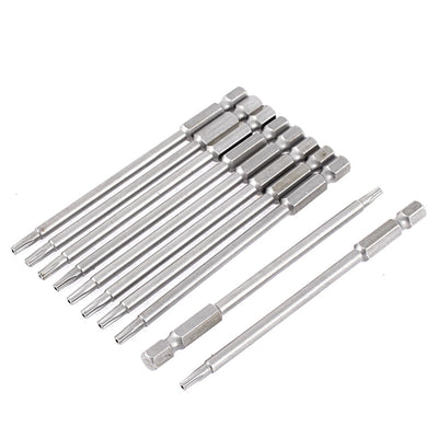 Harfington Uxcell 10pcs 100mm Hex Shank Magnetic T15 Torx Security Screwdriver Bits Tool