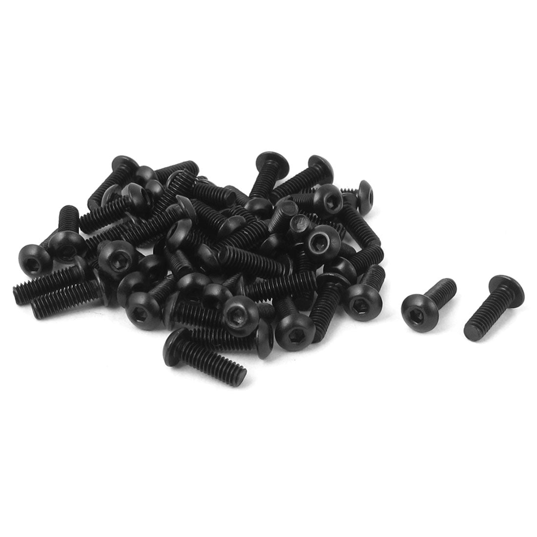 uxcell Uxcell M2.5x8mm 10.9 Alloy Steel Button Head Hex Socket Cap Screw Bolt Black 50pcs