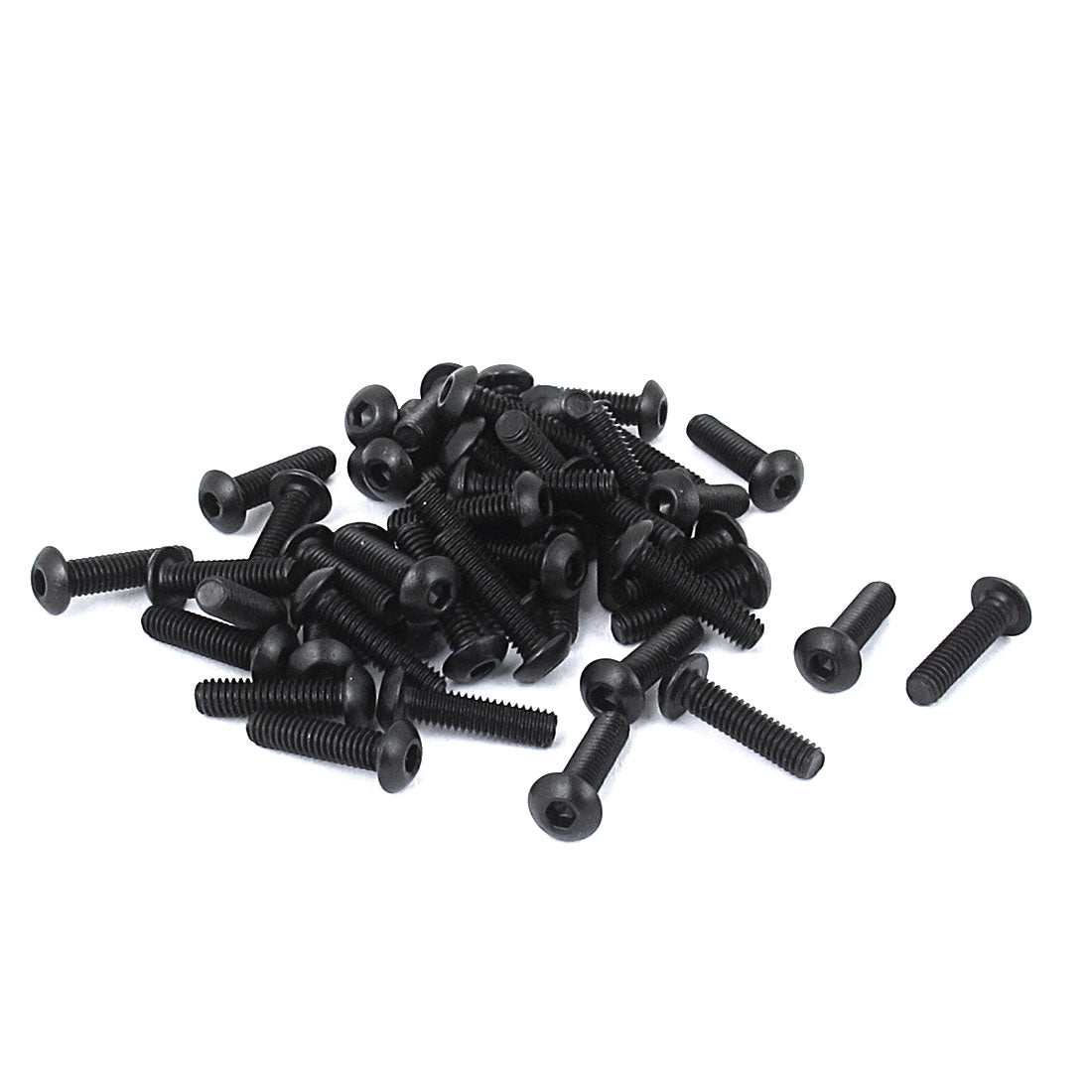 uxcell Uxcell M2.5x10mm 10.9 Alloy Steel Button Head Hex Socket Cap Screw Bolt Black 50pcs