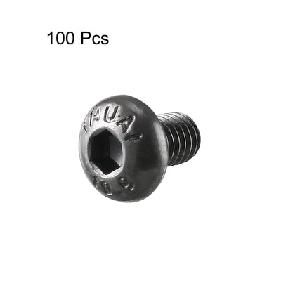 Harfington Uxcell M3x5mm 10.9 Alloy Steel Button Head Hex Socket Cap Screw Bolt Black 100pcs