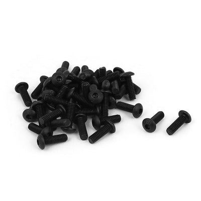 Harfington Uxcell M4 x 11.5mm Alloy Steel Hex Socket Button Head Machine Screws Black 50 Pcs