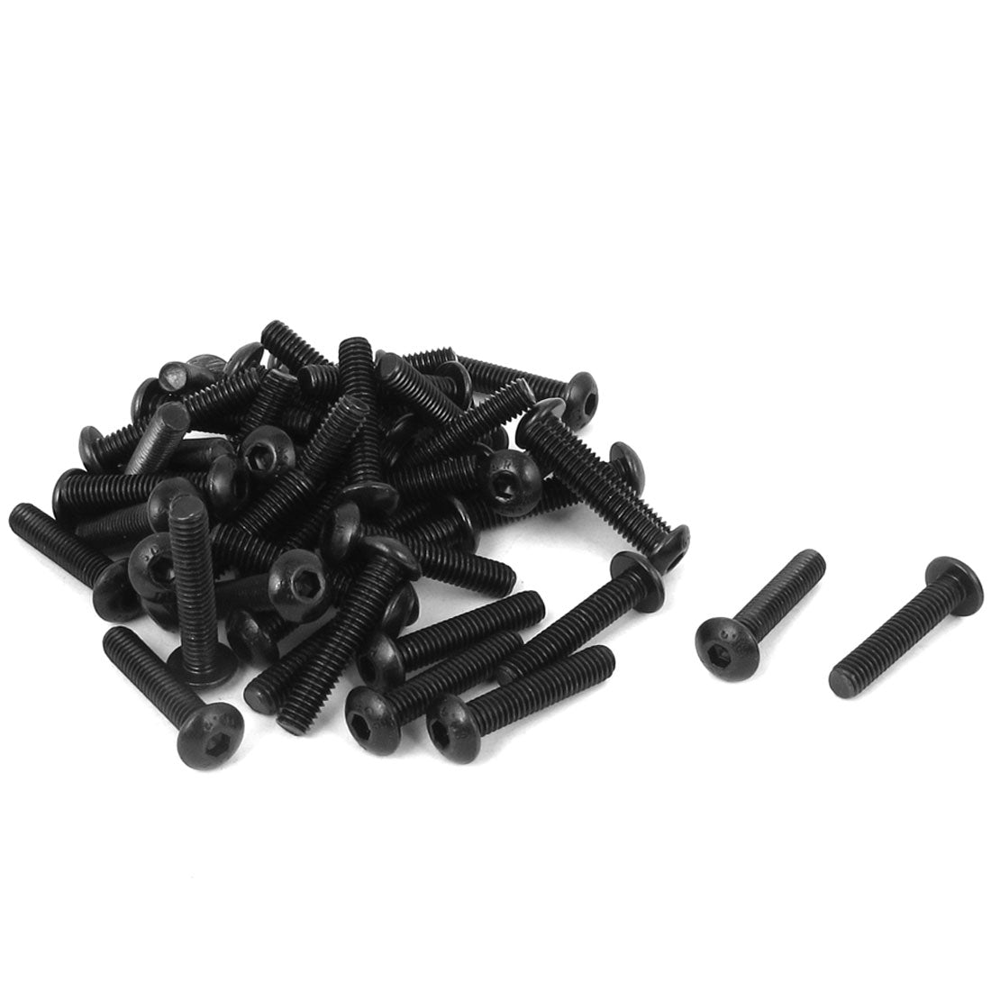 uxcell Uxcell M4x20mm 10.9 Alloy Steel Button Head Hex Socket Cap Screw Bolt Black 50pcs