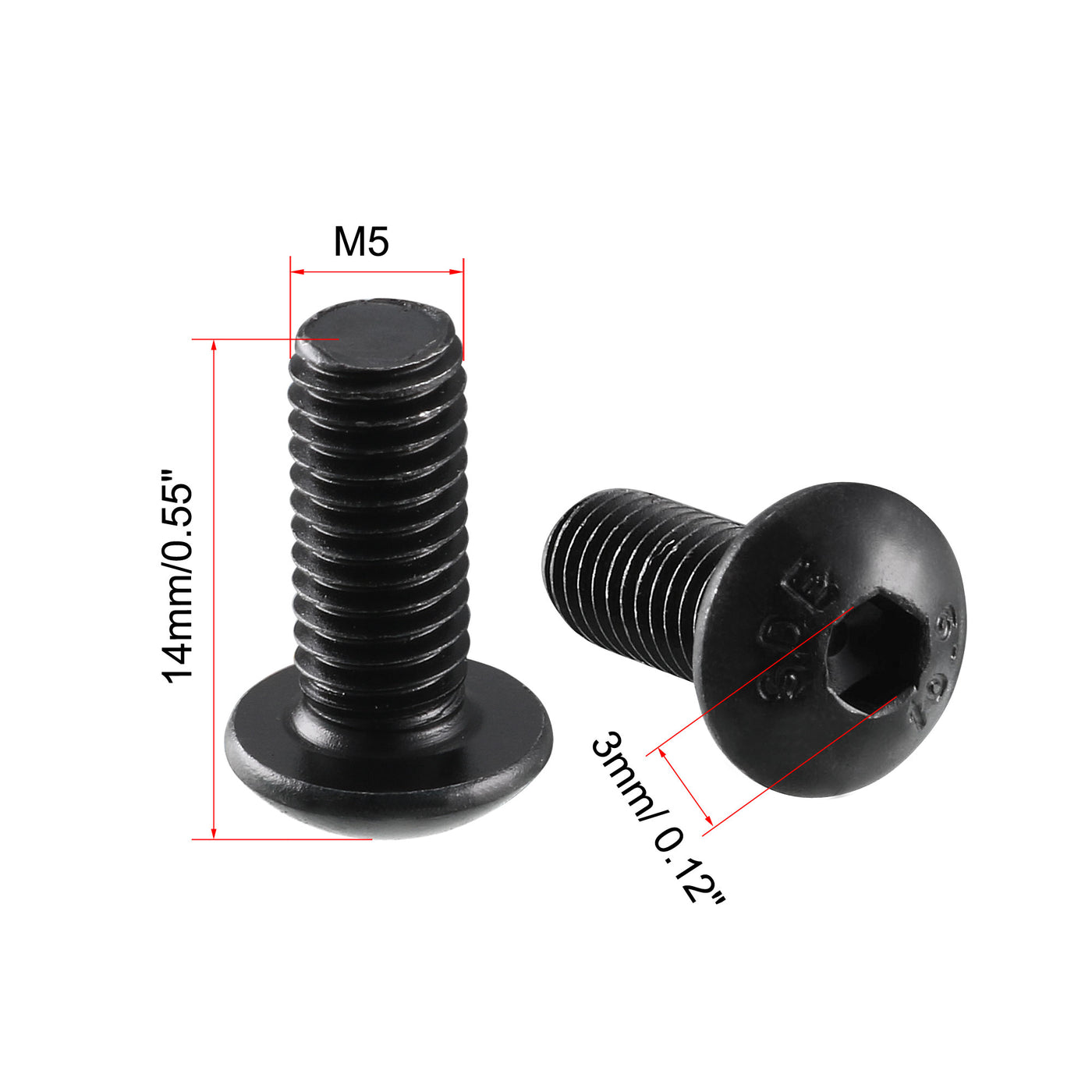 uxcell Uxcell M5x12mm 10.9 Alloy Steel Button Head Hex Socket Cap Screw Bolt Black 50pcs