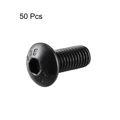 Harfington Uxcell M5x12mm 10.9 Alloy Steel Button Head Hex Socket Cap Screw Bolt Black 50pcs