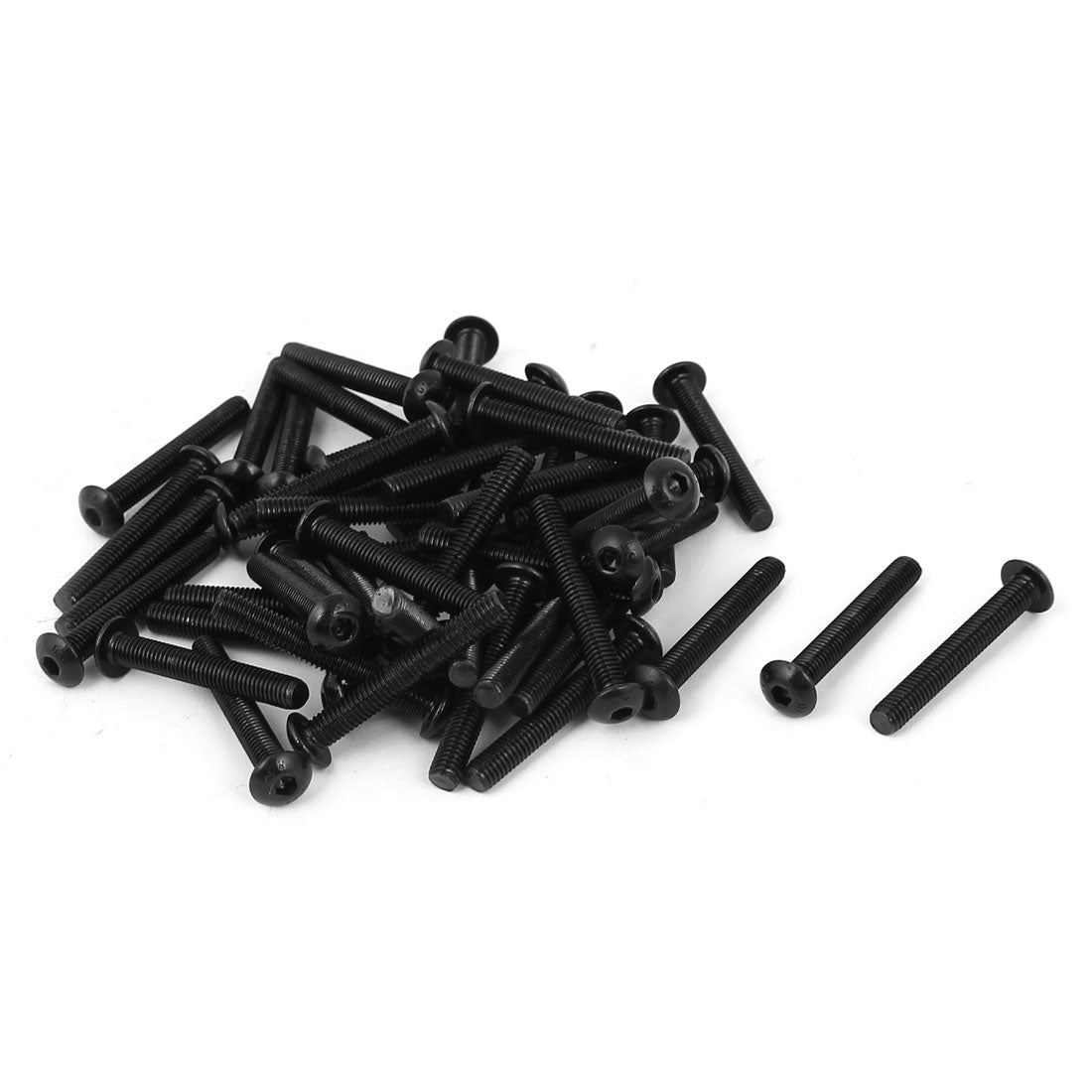 uxcell Uxcell M5x35mm 10.9 Alloy Steel Button Head Hex Socket Cap Screw Bolt Black 50pcs