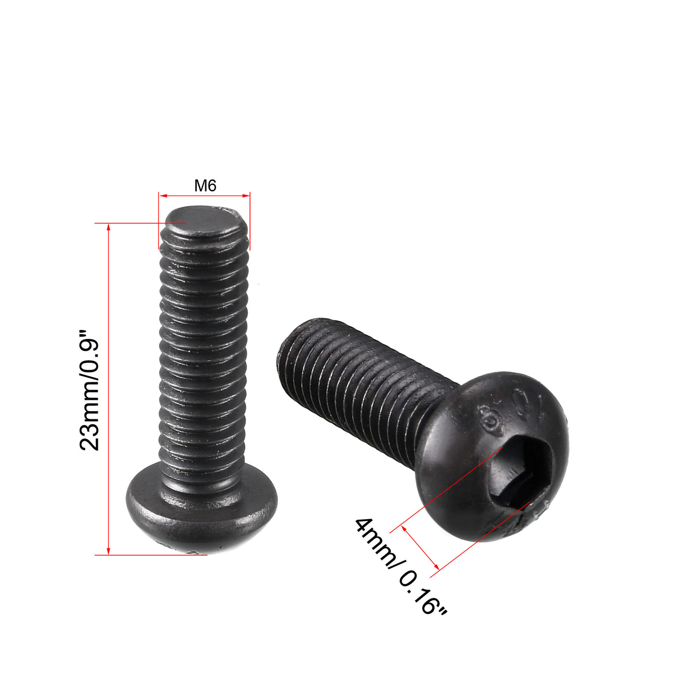 uxcell Uxcell M6x20mm 10.9 Alloy Steel Button Head Hex Socket Cap Screw Bolt Black 50pcs