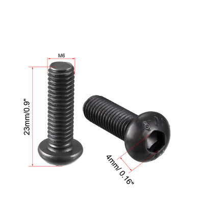 Harfington Uxcell M6x20mm 10.9 Alloy Steel Button Head Hex Socket Cap Screw Bolt Black 50pcs