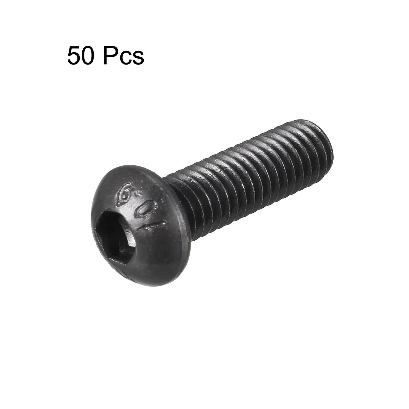 uxcell Uxcell M6x20mm 10.9 Alloy Steel Button Head Hex Socket Cap Screw Bolt Black 50pcs