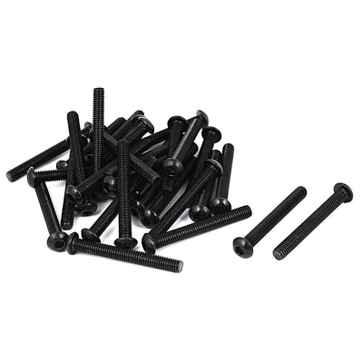 Harfington Uxcell M6x50mm 10.9 Alloy Steel Button Head Hex Socket Cap Screw Bolt Black 30pcs