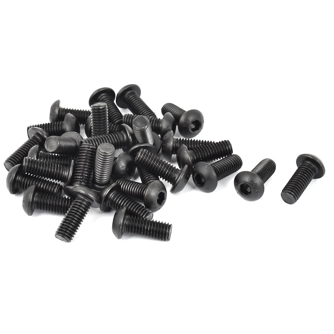 uxcell Uxcell M8x20mm 10.9 Alloy Steel Button Head Hex Socket Cap Screw Bolt Black 30pcs