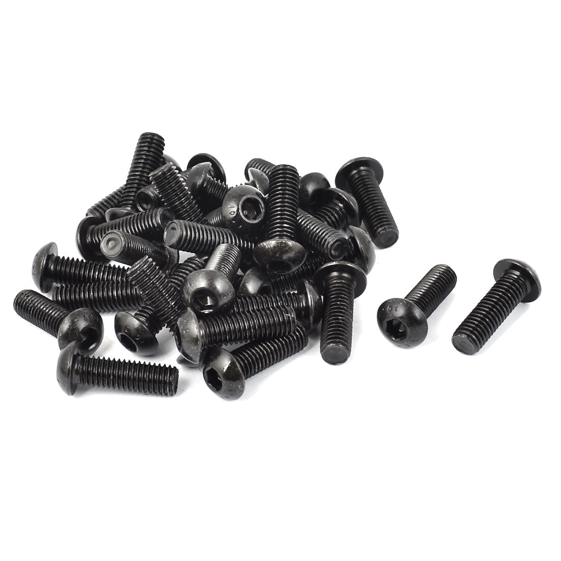 uxcell Uxcell M8x25mm 10.9 Alloy Steel Button Head Hex Socket Cap Screw Bolt Black 30pcs