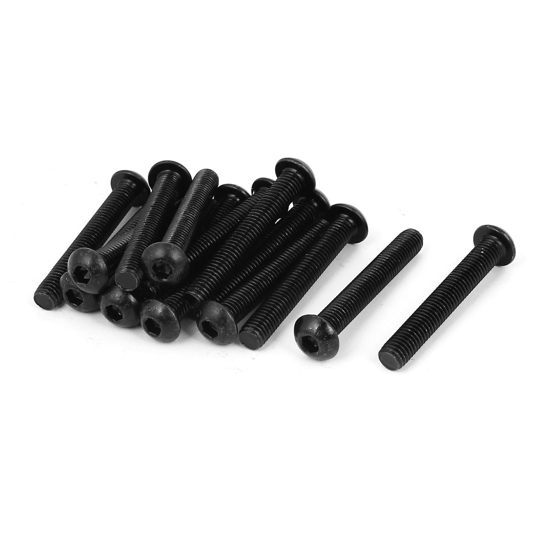 uxcell Uxcell M8x55mm 10.9 Alloy Steel Button Head Hex Socket Cap Screw Bolt Black 15pcs