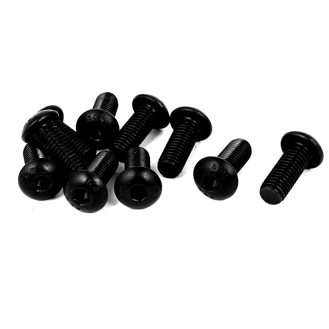 uxcell Uxcell M10x25mm 10.9 Alloy Steel Button Head Hex Socket Cap Screw Bolt Black 10pcs